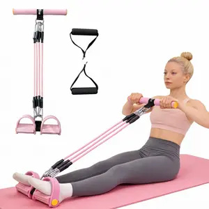 RELIFE 3-in-1 Multifunctional Pedal Resistance Band Exerciser—Adjustable Resistance Pull Rope with Detachable Bands,4-Tube Elastic Pull Rope,Portable Full-Body Workout Trainer for Home, Office & Travel, Suitable for Women & Men