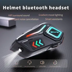 New motorcycle helmet with Bluetooth headset  | IPX8 waterproof | Smart noise reduction | Gradient ambient light | Flashlight function bluetooth-compatible