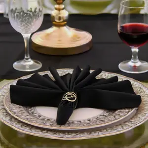 Black Cloth Napkins Washable 210GSM Heavy-Duty Solid Table Napkins Cloth Bulk, Reusable Napkins with Hemmed Edges for Dinner, Holiday, Wedding, Party & Everyday Use