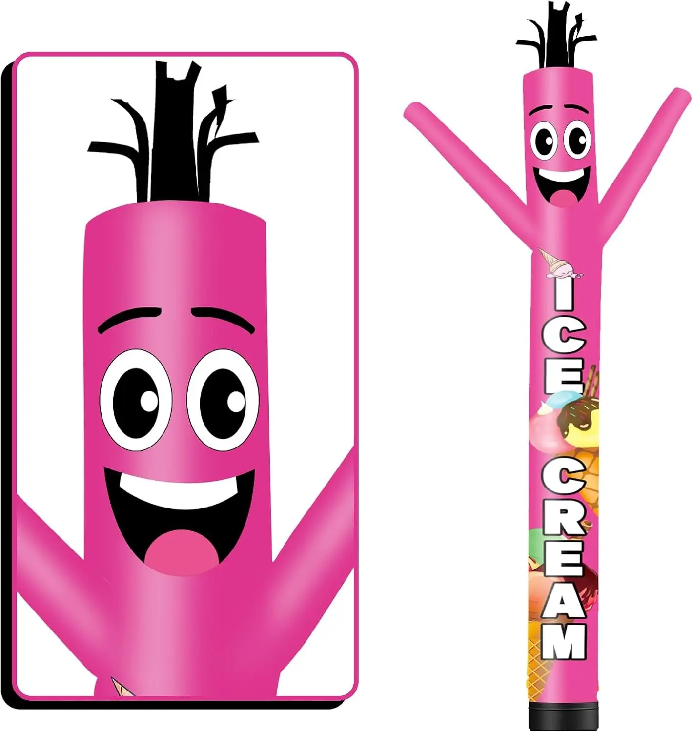 10FT Tall Inflatable Tube Man Ice Cream Wacky Wavy Dancing Guy 12''Diameter for Outdoor Decoration Advertising Business Promotion Blower Not Included
