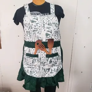Green Candy Cane and Tree Christmas Canvas Handmade Kitchen Apron