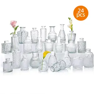 WHONLINE 24/45pcs Glass Bud Vases in Bulk, Small Vases for Centerpieces, Flower Vases for Flowers in Bulk for Rustic Wedding Home Table Decorations, For Halloween and Christmas