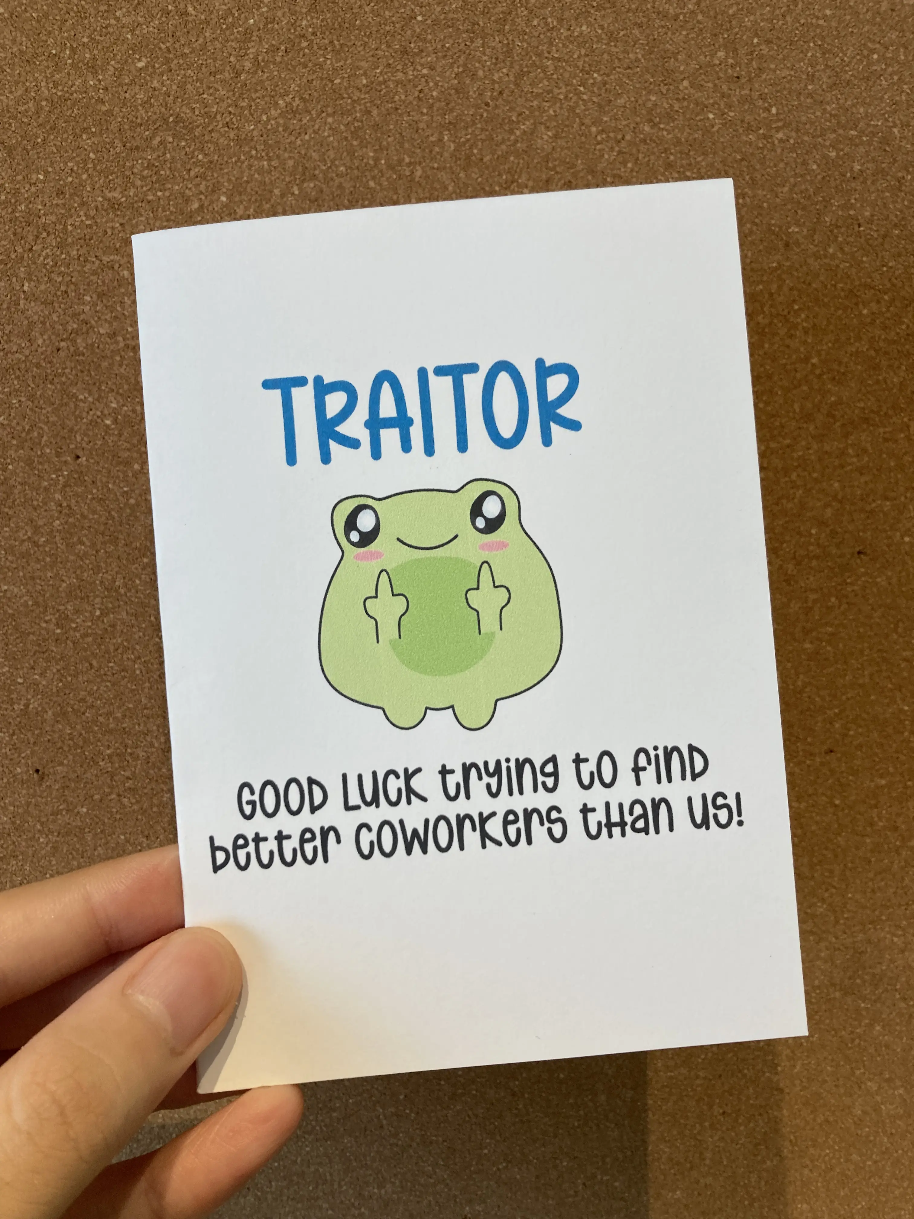 Funny Farewell Greeting Card for Coworkers, Premium Cardstock with Matching Envelope, Blank Inside for Personal Messages