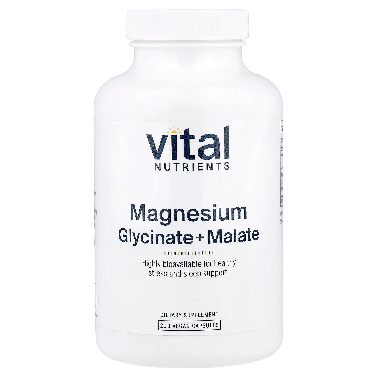 Vital Nutrients Magnesium Glycinate + Malate, 200 Vegan Capsules (120 mg per Capsule)