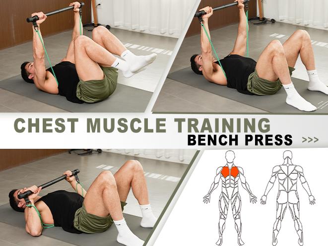 HOTWAVE Resistance Band Bar,Portable Plus Length Strength Training Bar,Adjustable 33"/45",Full Body Exercise Power Lifting Fitness Bar,At Home Workout Equipment