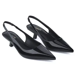 Women's Sexy PU Leather High Heels, Heeled Shoes, Pointed Toe Slip-On Shoes,Kitten Heel Pumps, 1-3 cm Low Heel, Rubber Sole, All Season Fashion Footwear, Casual & Stylish Design, Footwear Style, Party Footwear, Kitten Heel Pumps