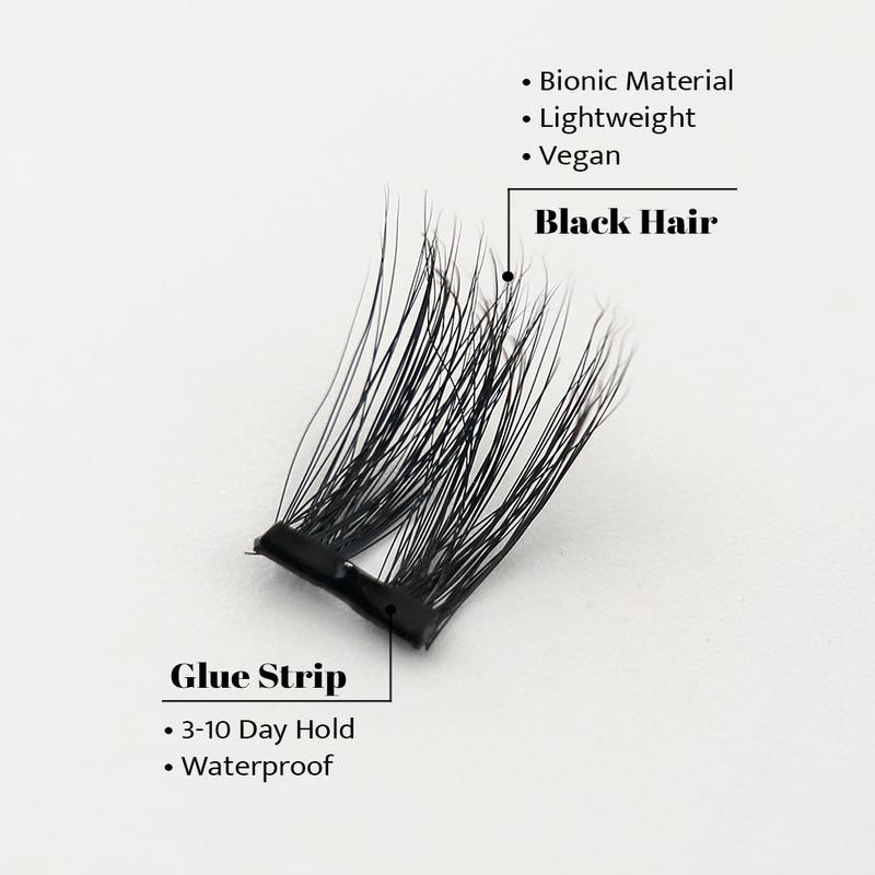 AUVREL Solène Lifted Defined Lash Clusters – 48 Pre-Bonded Press-On Lashes with Adhesive – Mixed Lengths 10mm 12mm 14mm – Brightening, Eye-Opening Effect for Day-to-Night Wear – Reusable up to 10 Times & Safe to Use with Lash Extensions