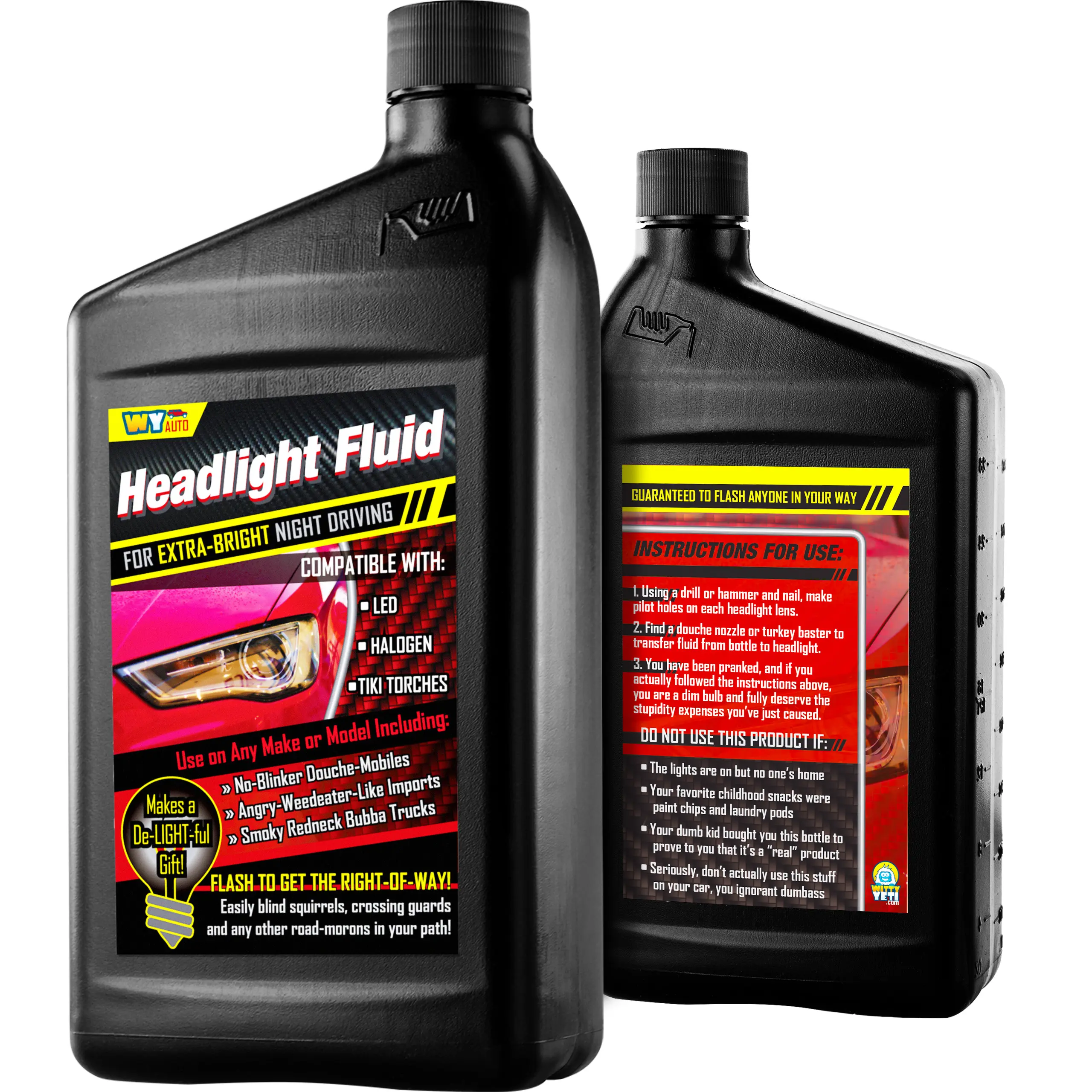 Witty Yeti Headlight Fluid Car Gag Gift Makes Hilarious Fun of Automobile Inept Pals. Hysterical Hit for Secret Santa & White Elephant Parties! Give Your Friend a Funny Car Prank Product