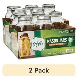 64oz Wide Mouth Glass Storage Jars with Lids, 2-Pack Extra Large Half Gallon Jars for Pantry Storage, Meal Prep & Kitchen Organization