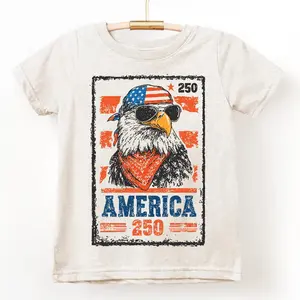 Apparel Kids 250th American Eagle Shirt, 4th of July Shirts, Retro Bald Eagle Graphic Tee, 4th of July Unisex Top, USA 250th Anniversary Shirt