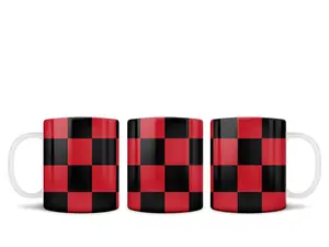 Checkered Red and Black 15 Ounce Coffee Mug