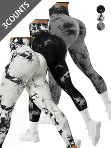 Women's Seamless High Waist Sporty Leggings, Tie-Dye Elastic Design, Perfect for Sports & Casual Wear, Comfortable Long Pants, High Stretch Workout Leggings