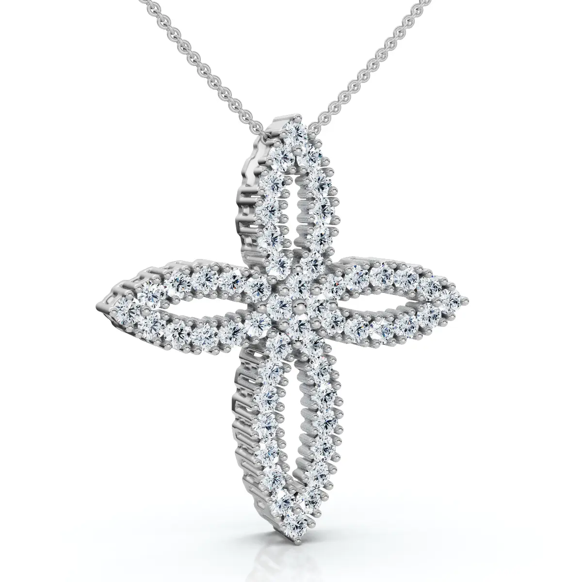 1/2Ct TW Diamond Cross Religious 10k Gold Lab Grown 18" Necklace