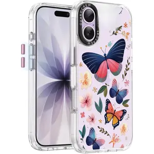 ORETECH iPhone 17 Case Butterfly Bloom - Crashproof 11FT Military-Grade Drop Protection Anti-Yellowing Slim Clear TPU Bumper Cover for iPhone 17 6.3 Inch