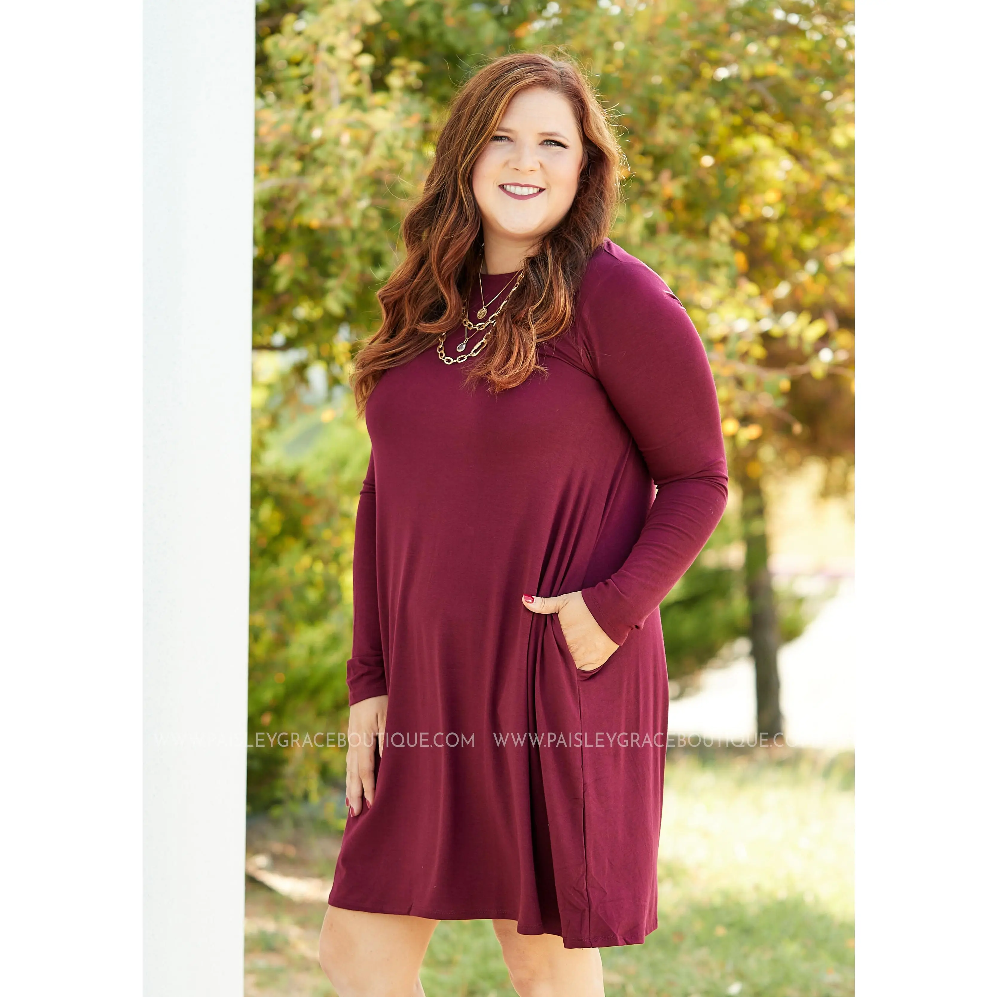 Addison Dress- BURGUNDY  - FINAL SALE