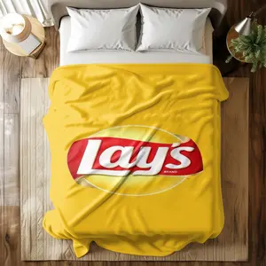 Lay's Classic Label Flannel Blanket, Soft Warm Anti-Pilling, Ideal for Naps Camping Travel, Perfect Gift