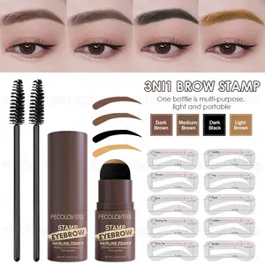 3 in 1 Eyebrow Stamp Stencil Kit 1 Pcs Eye Brow Stamp Shaping Kit Long-Lasting Waterproof Eyebrow Makeup Brow Shape with 10 PCS Eyebrow Set