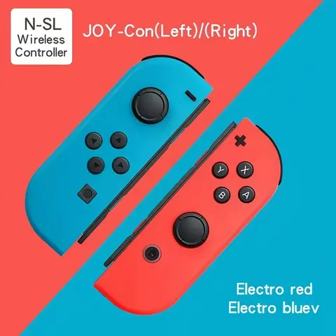 N-S Wireless Controller for Switch/OLED/Lite - Electro Red & Blue - Dual Vibration, 6-Axis Gyro, Wake-up, Motion Controls, Durable Joystick, Screenshot Function, Plug-and-Play, 600mAh Battery, Upgraded Performance, Rubber, Accessories, Button