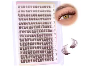 Brown Lash Clusters Wispy Natural Eyelash Clusters Eyelash Extensions 196pcs D-Curly DIY Individual Lashes Extensions