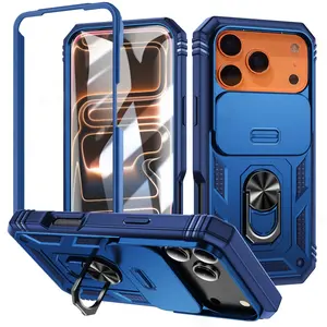 360 Degree Rotate Military Grade Armor Protection Phone Case For iPhone 17 13 15 14 16 11 12 Pro Max Plus Air Camera Slide Cover