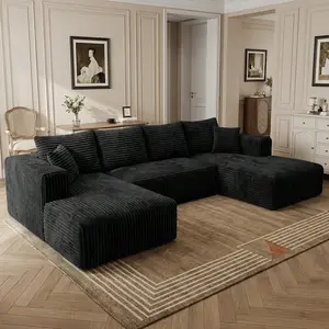 130'' High-density foam modular U-shaped sofa, high-elastic soft cushion sofa suitable for living room, boneless modular sofa bed