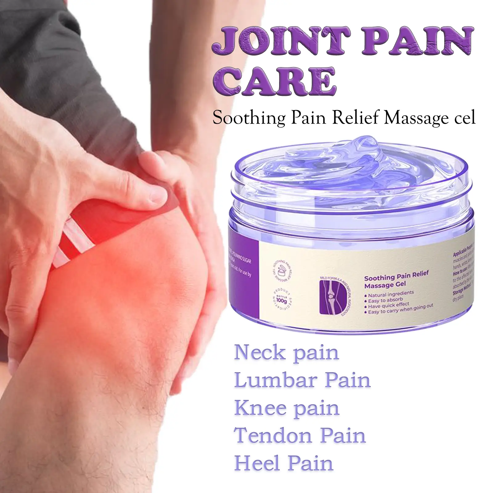 Soothing Pain Relief Massage Gel,Turmeric Effortlessbeauty Extract Sodium Sulfate Chondroitin Emu Oil and Other Natural Materials,Soothes Knees,Lumbar