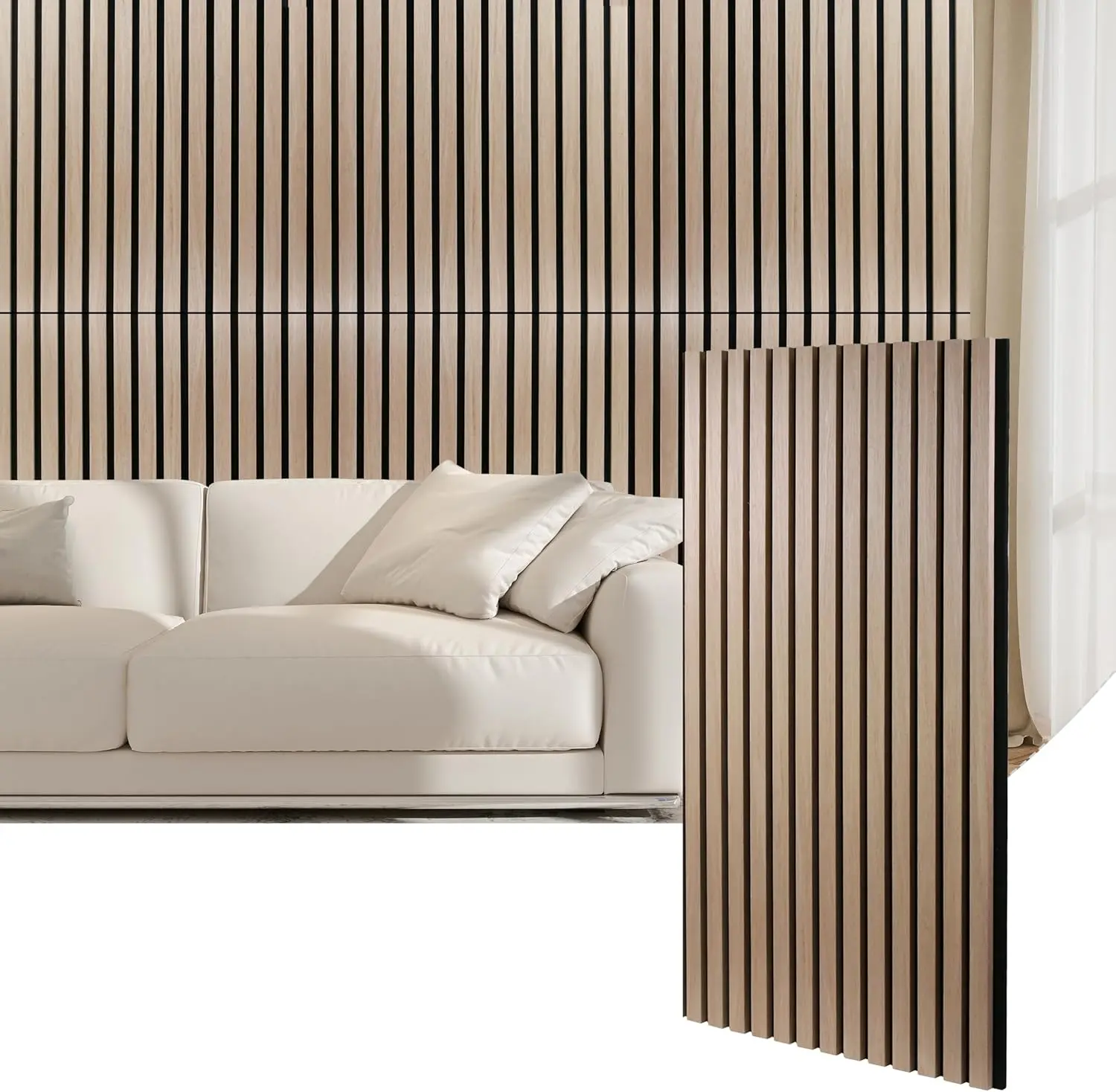 【Summer Sale Deals】2 Packs 23.6 x 47.2 Inch MDF Acoustic Panels for Wall and Ceiling, Wood Slat Acoustic Panels for Noise Cancelling and Decoration, Living Room, Bedroom, Office, Walnut