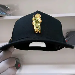 SAN JUDAS SUEDE BRIM PLAQUE WITH CRYSTALS CLAVE #03 LIMITED EDITION HAT     100% ORIGINAL AND GUARANTEED QUALITY J/A
