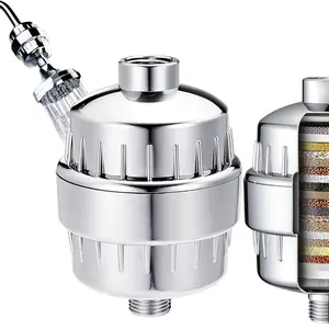 High Output Universal Shower Filter with Replaceable Multi-Stage Filter Cartridge – Transform Itching, Eczema & Acne into Glowing Hair, Nails & Skin Fast - Chrome (15 Stages)