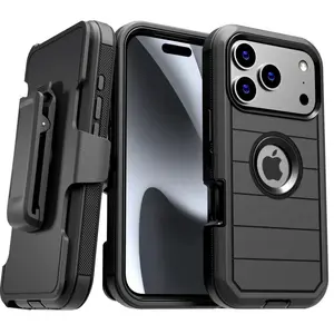 Rome Tech Shockproof Cover Defender Case for iPhone 17/16/15 Pro Max Four Layers of Protection Cellphone Casing Heavy-duty Protection Holster doubles as a kickstand