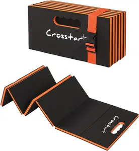 Crosstar 0.9" Thick Foldable Kneeling Pad with Handle & Storage Belt, 5 Fold Comfortable EVA Foam Knee Pad for Gardening, Workshop, Camping, Home Gym, Yard Work – Non-Slip, Waterproof