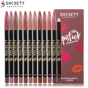 12 Pcs Nude Lip Liner Set, Long-Lasting Smudge-Resistant Formula, Creamy Smooth Lip Pencils for Defined 3D Lip Shape, Easy to Apply, Blend and Layer, Ideal for Daily, Natural and Full Glam Makeup Looks