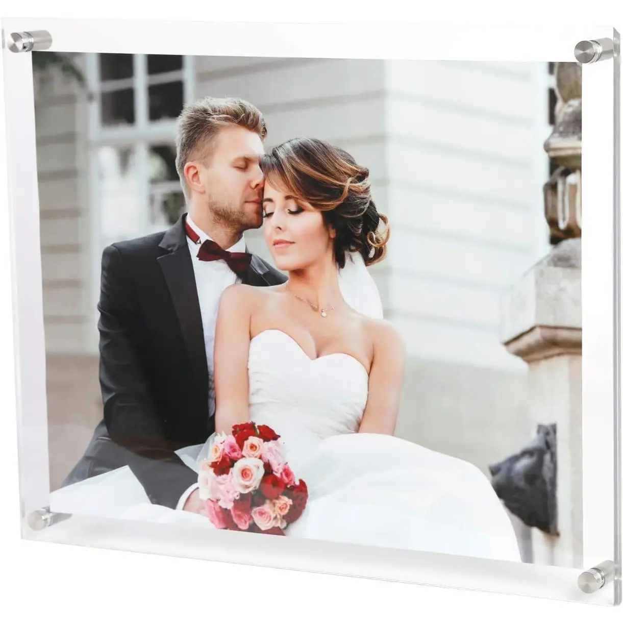 8.5x11 Clear  Wall Mount Floating Double Panels Frameless Picture Frame for Picture Photo  Certificate Home or Office(Full Frame is 9.5 x 12 inch)