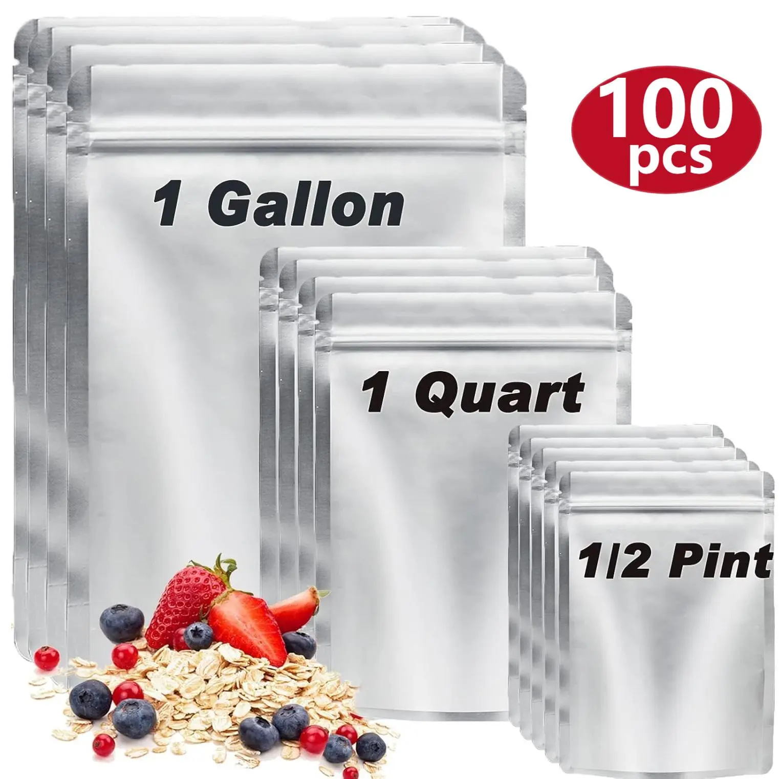 Reusable Mylar Airtight Leakproof Waterproof Bags, Mil-Spec Kitchen Storage Containers for Long-Term Food Preservation, Preserving Containers