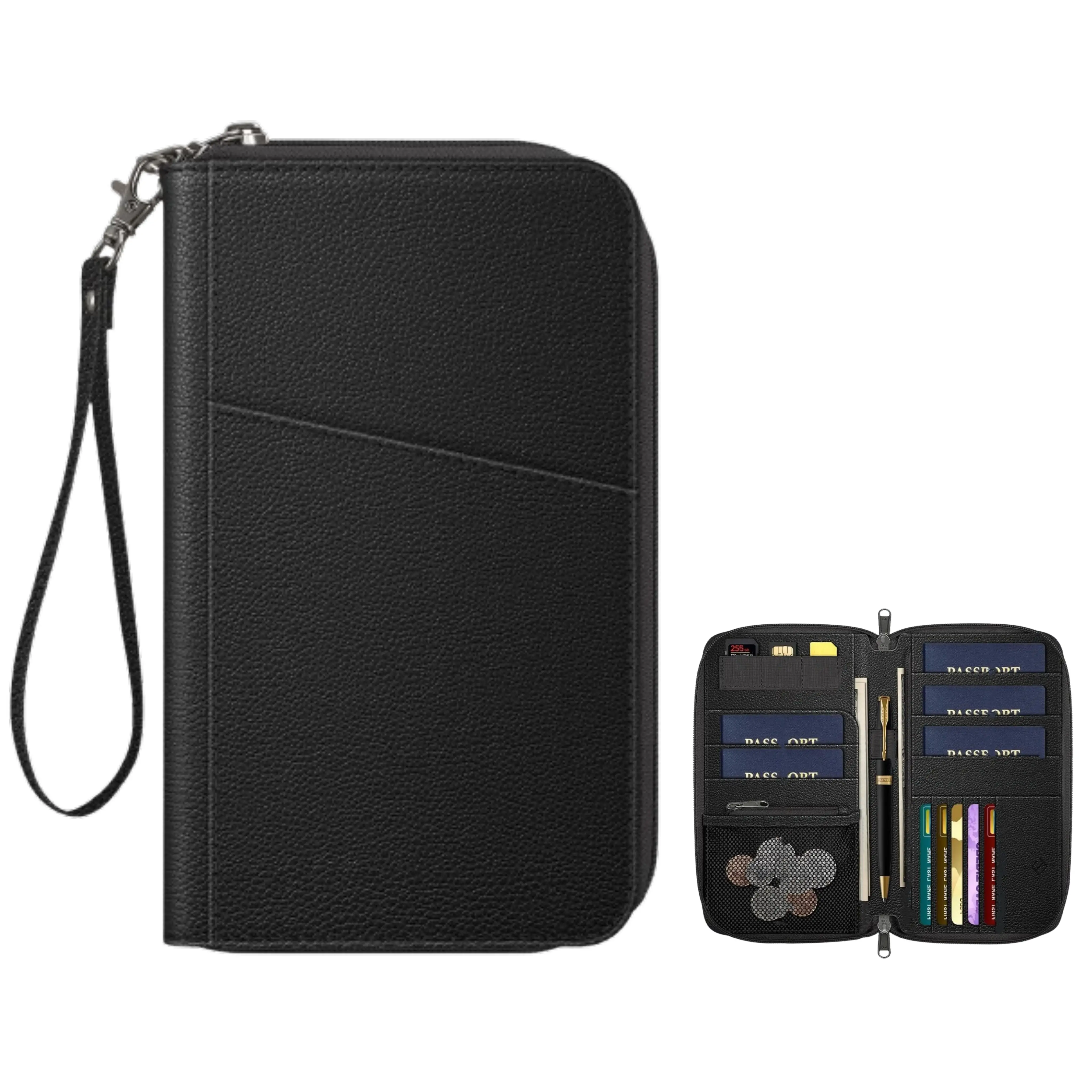 Passport Holder Wallet for Family of 5, RFID-Blocking Travel Document Organizer Clutch Bag, Durable Credit Cards Case Cover - Family Travel Essential