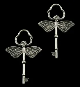 Dragonfly Key White Brass Hinged Ear Weights