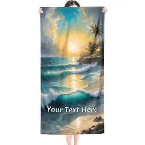 Personalized Custom Beach Towel, Sun - 60"x30" Beach Towel with Name Double Sides Print Beach Towels