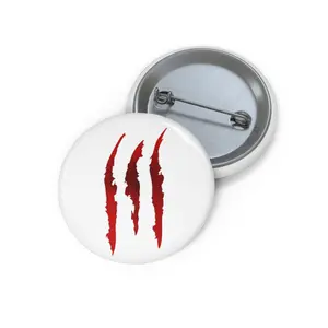 Red Claw Slash pin buttons | Horror scratch mark button
