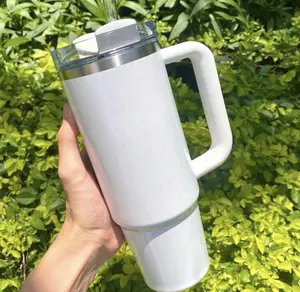 Stan 40oz Stainless Steel Insulated Tumbler With Stylish Double-V Line Design, Handle & Straw – Long-Lasting Hot & Cold Retention For Home, Office, Travel, And Car – Ideal Gift Choice  Drinkware Flasks Mug Bottles Bottled Portable  Water Bottles