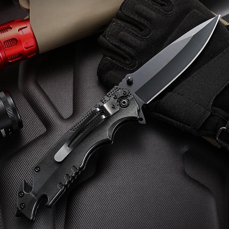 Outdoor knife tactical self-defense knife high hardness multi-purpose lock version folding knife outdoor camping survival portable portable stainless steel knife pocket folding knife hunting emergency men's gift adventure