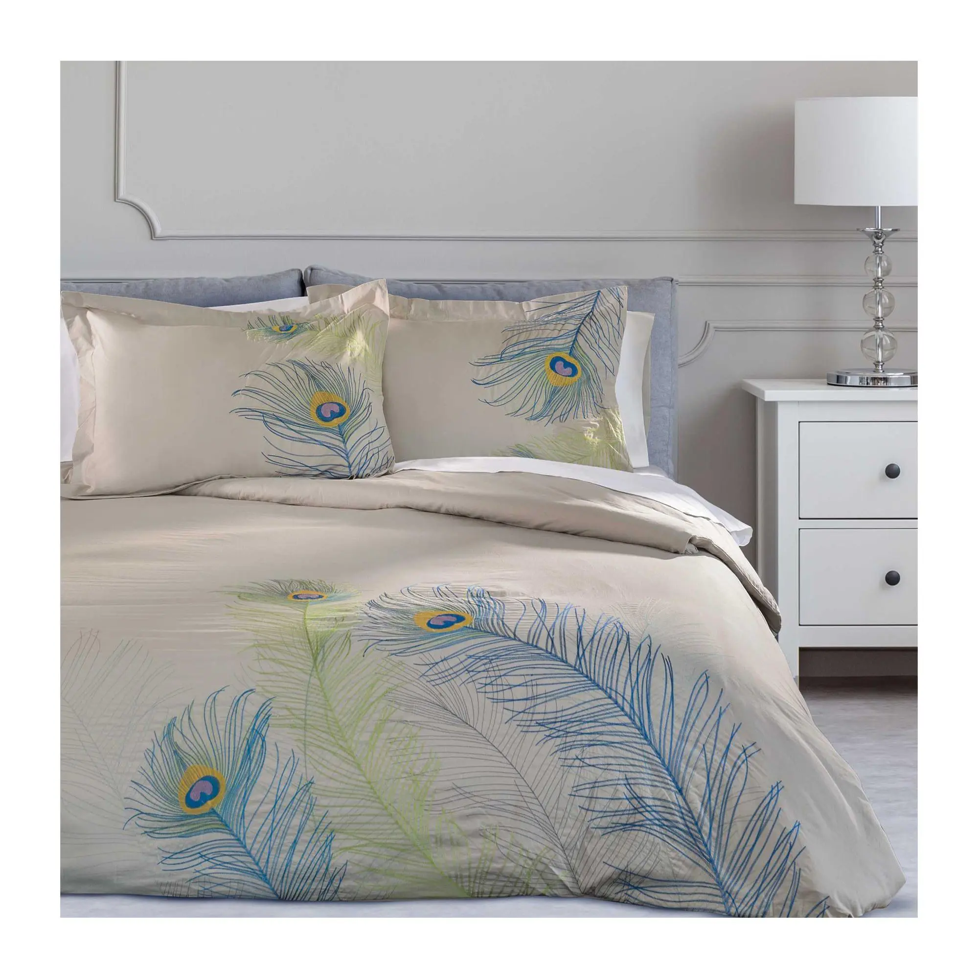 Superior 3-Piece Peacock Cotton Duvet Cover SetKing/Cal.King
