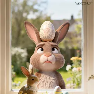 Easter Bunny Egg Window Stairs Static Adhesive Glass Windows Holiday Decoration, Festive Decorative Item for Home & Office Use, Stickers