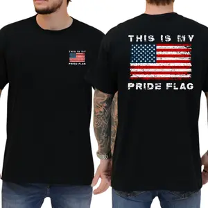 This Is My Pride Flag America Flag 2-Sides T-Shirt, Funny LGBT Shirt, Patriotic Graphics Tee, Men's Gifts, Casual Menswear, For Men