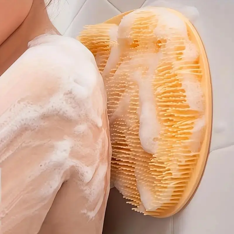 Silicone Shower Back Scrubber Pad, Bath Massage Pad with Suction Cups, Comfortable Exfoliating Bath Mat for Deep Clean, Relaxing Foot & Body Care, Exfoliating Bath Tool, Bath Accessories