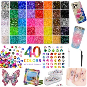 40000Pcs Jelly Rhinestones synthetic beads With Kit for Bedazzling 3mm Multicolor synthetic beads   beads for Art Bedazzler Kit for Crafting Book Shoes Nail Art Glitter Decorative Nails Glam Pack Glitter flatback