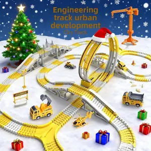 ​Christmas DIY Electric Engineering vehicle Track, STEM Engineering Building Toy , Educational Gift for Boys & Girls Age 6-12​