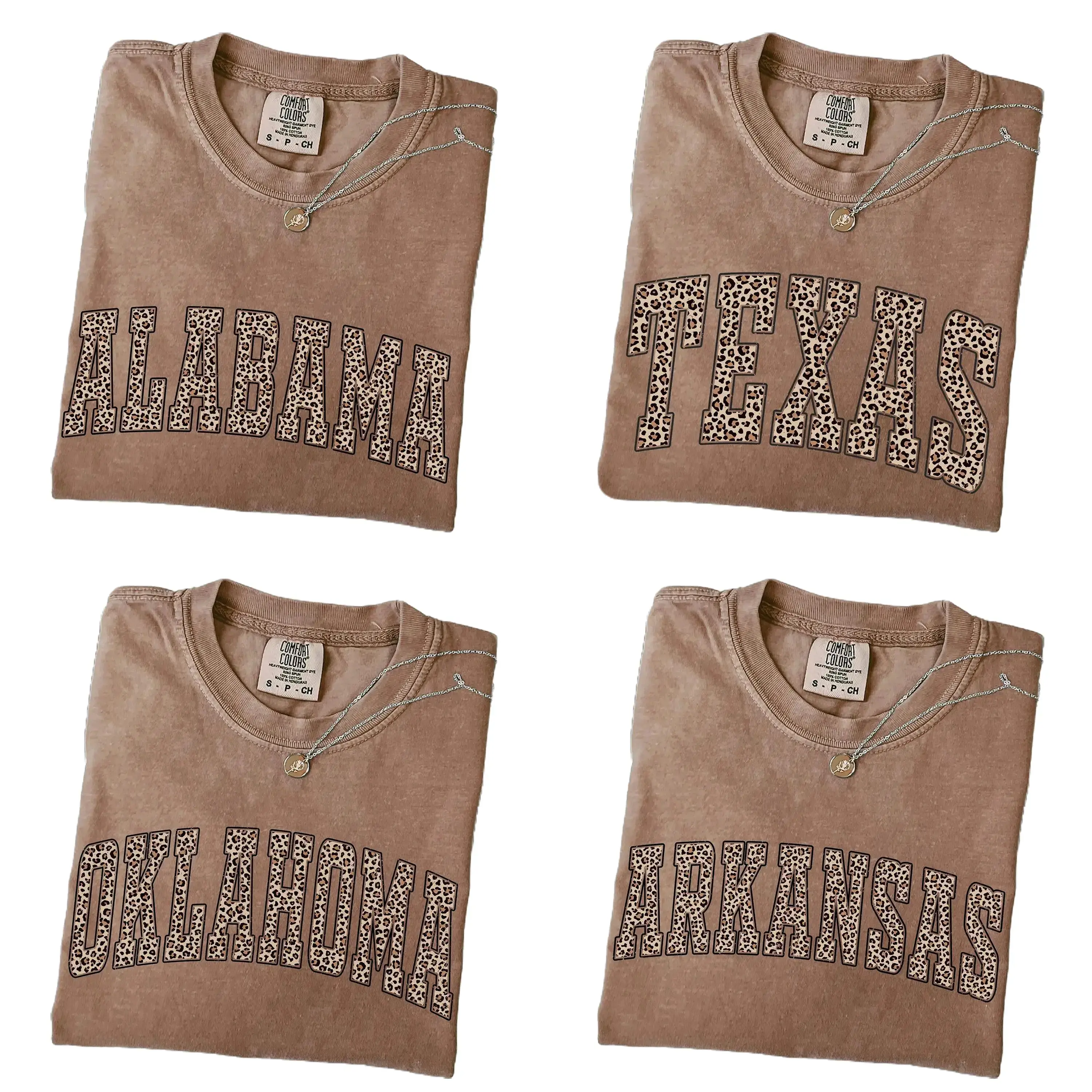 Comfort Colors Leopard All States T-Shirt, Custom State Name Graphic Tee, College Leopard Print Shirt, Personalized Gift for Her, Unisex Cotton Top