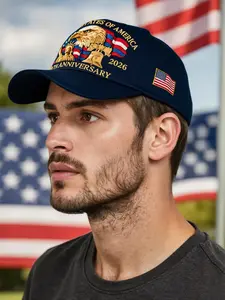 American 250th Anniversary Embroidered Hat, Casual Ethnic Pattern Baseball Cap, Outdoor Sun Protection Unisex Snapback, Patriotic Trucker Cap