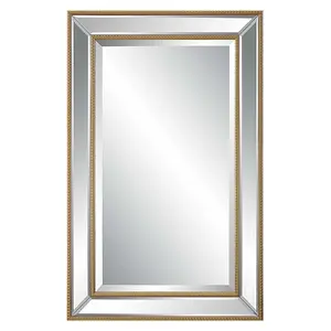 Gold Beaded Rectangular Mirror