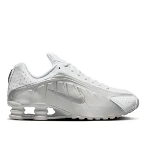 Nike Shox R4 White Bright Crimson Metallic Silver HQ1988-101 Men's Fashion Sneaker New